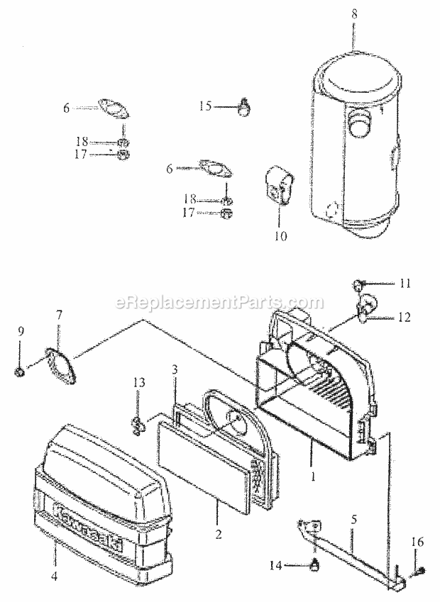 Air Filter / Exhaust Diagram and Parts List for 3648 53AB5D4M100 Cub Cadet Lawn Mower